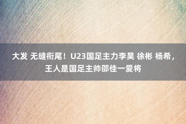 大发 无缝衔尾！U23国足主力李昊 徐彬 杨希，王人是国足主帅邵佳一爱将