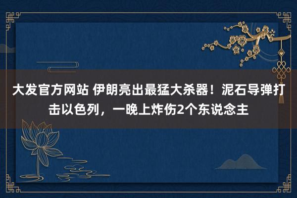 大发官方网站 伊朗亮出最猛大杀器！泥石导弹打击以色列，一晚上炸伤2个东说念主