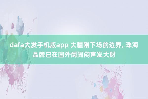 dafa大发手机版app 大疆刚下场的边界， 珠海品牌已在国外阛阓闷声发大财