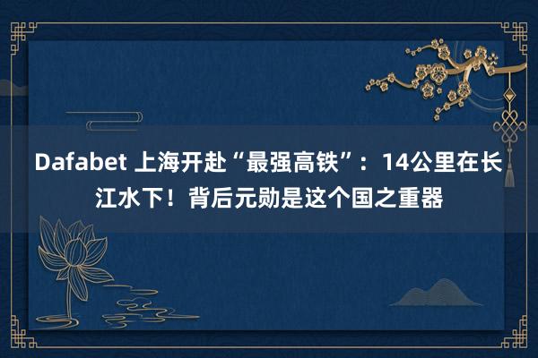 Dafabet 上海开赴“最强高铁”：14公里在长江水下！背后元勋是这个国之重器