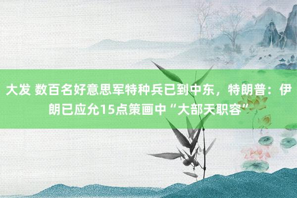 大发 数百名好意思军特种兵已到中东，特朗普：伊朗已应允15点策画中“大部天职容”
