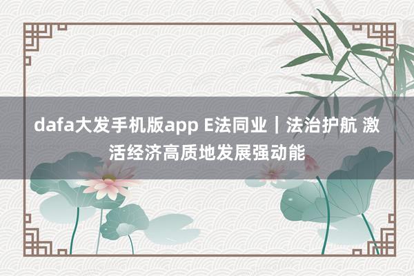 dafa大发手机版app E法同业｜法治护航 激活经济高质地发展强动能