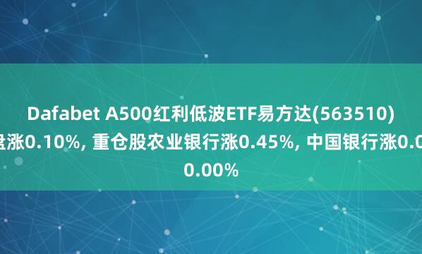 Dafabet A500红利低波ETF易方达(563510)开盘涨0.10%， 重仓股农业银行涨0.45%， 中国银行涨0.00%