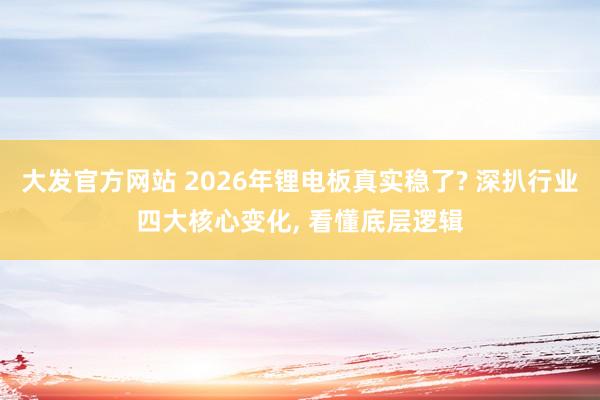 大发官方网站 2026年锂电板真实稳了? 深扒行业四大核心变化， 看懂底层逻辑